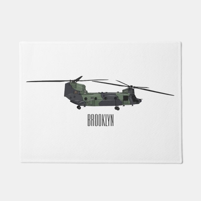 Chinook Heerhubschrauber Cartoon Illustration Fußmatte (Vorderseite)