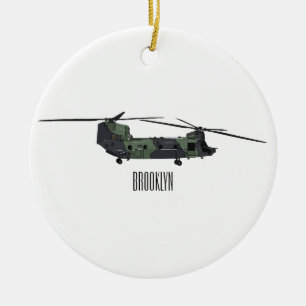 Chinook Heerhubschrauber Cartoon Illustration Keramik Ornament