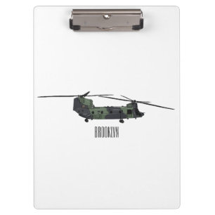 Chinook Heerhubschrauber Cartoon Illustration Klemmbrett