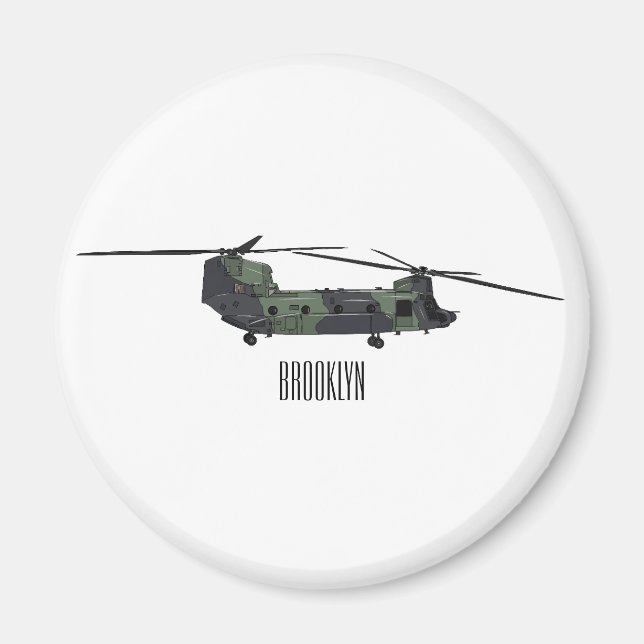 Chinook Heerhubschrauber Cartoon Illustration Magnet (Vorne)