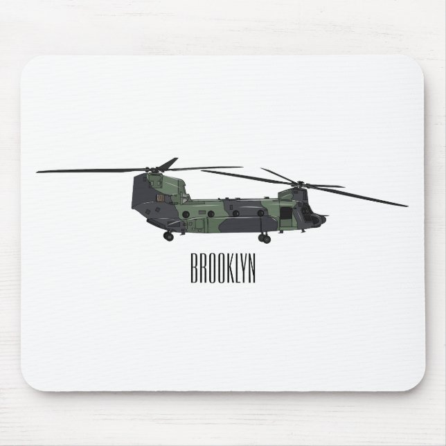 Chinook Heerhubschrauber Cartoon Illustration Mousepad (Vorne)