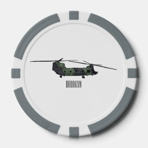 Chinook Heerhubschrauber Cartoon Illustration Pokerchips