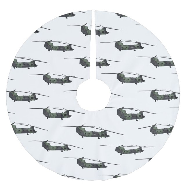 Chinook Heerhubschrauber Cartoon Illustration Polyester Weihnachtsbaumdecke (Vorderseite)
