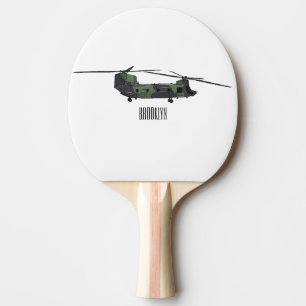 Chinook Heerhubschrauber Cartoon Illustration Tischtennis Schläger