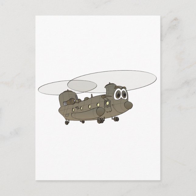 Chinook Helicopter Cartoon Postkarte (Vorderseite)