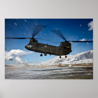 Chinook Helicopter in Snow Poster