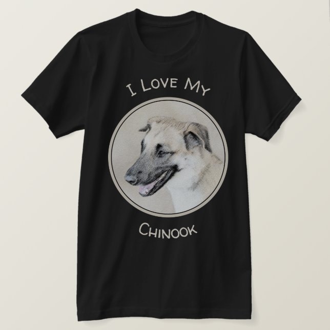 Chinook (Helicopter Ohren) Malerei - Hundekunst T-Shirt (Design vorne)