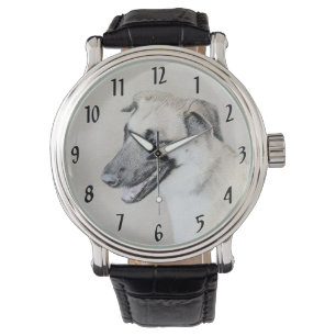 Chinook (Hubschrauber-Ohren) Malerei - Hunde-Kunst Armbanduhr