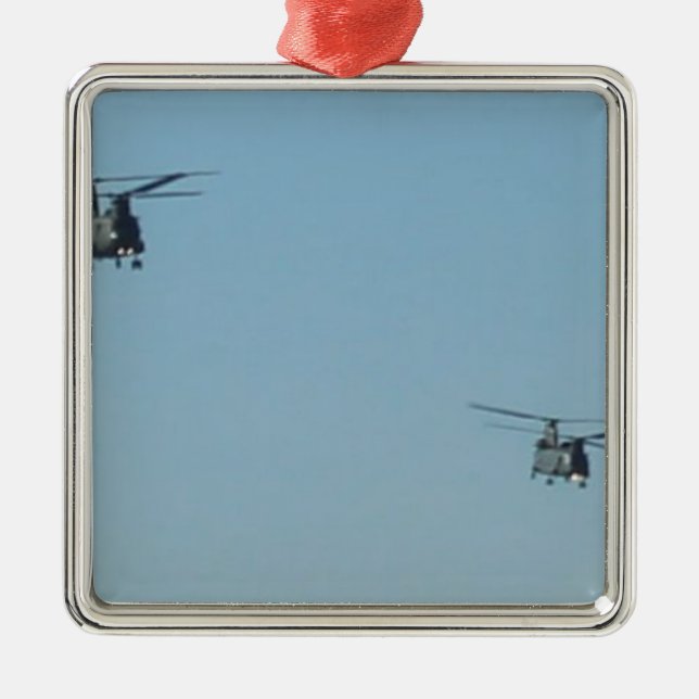 Chinook-Hubschrauber Silbernes Ornament (Vorne)