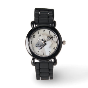 Chinook (Hubschrauberohren) Malerei - Hundekunst Armbanduhr