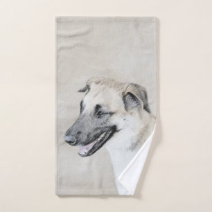 Chinook (Hubschrauberohren) Malerei - Hundekunst Badhandtuch Set