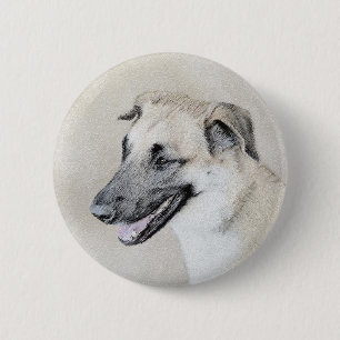 Chinook (Hubschrauberohren) Malerei - Hundekunst Button