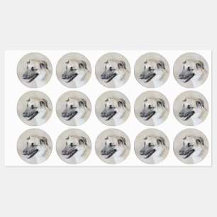 Chinook (Hubschrauberohren) Malerei - Hundekunst Etiketten