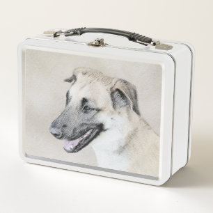 Chinook (Hubschrauberohren) Malerei - Hundekunst Metall Brotdose