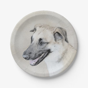 Chinook (Hubschrauberohren) Malerei - Hundekunst Pappteller