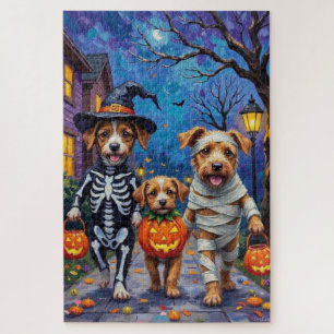 Chinook-Hunde beim Trick-or-Treating Halloween-Kos Puzzle