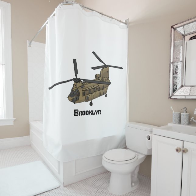Chinook-Illustration für Militärhubschrauber Duschvorhang (Beispiel)