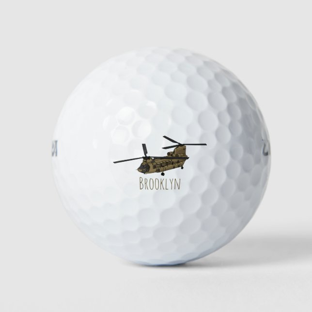 Chinook-Illustration für Militärhubschrauber Golfball (Vorderseite)