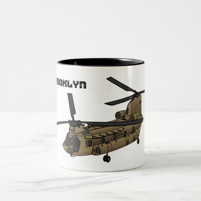 Chinook-Illustration für Militärhubschrauber Zweifarbige Tasse (Mittel)