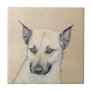 Chinook (Ohrspitze) Malerei - Original Hundkunst Fliese
