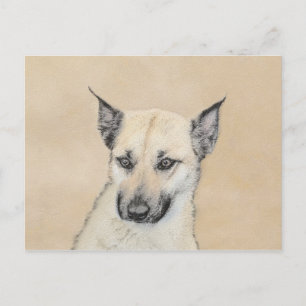 Chinook (Ohrspitze) Malerei - Original Hundkunst Postkarte
