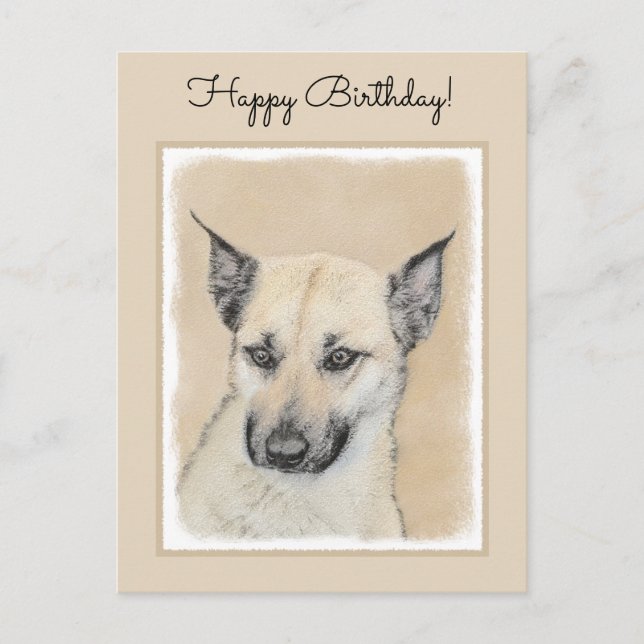 Chinook (Ohrspitze) Malerei - Original Hundkunst Postkarte (Vorderseite)