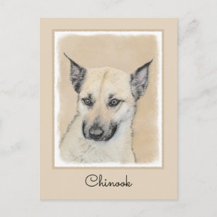 Chinook (Ohrspitze) Malerei - Original Hundkunst Postkarte