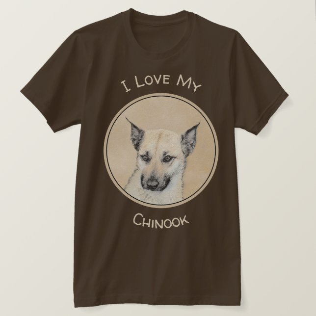 Chinook (Ohrspitze) Malerei - Original Hundkunst T-Shirt (Design vorne)
