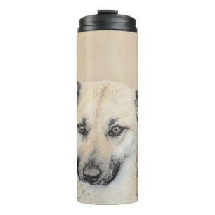 Chinook (Ohrspitze) Malerei - Original Hundkunst Thermosbecher