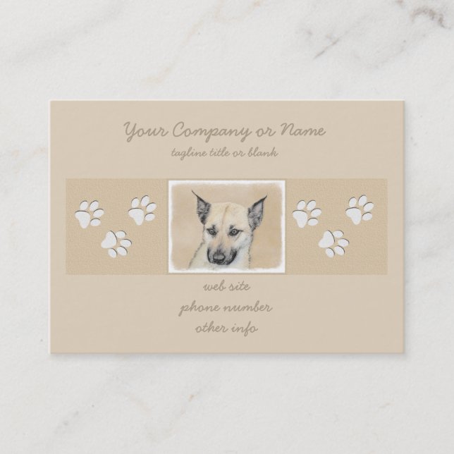 Chinook (Ohrspitze) Malerei - Original Hundkunst Visitenkarte (Vorderseite)