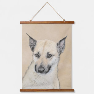 Chinook (Ohrspitze) Malerei - Original Hundkunst Wandteppich Mit Holzrahmen