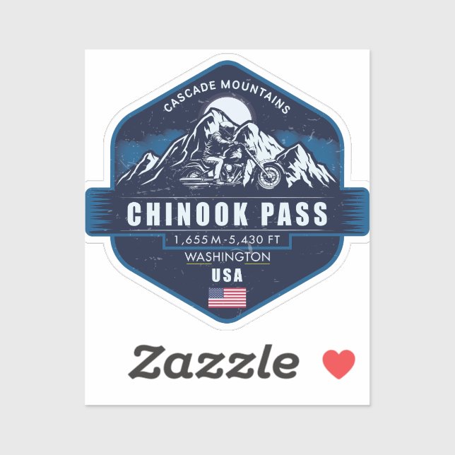 Chinook Pass Washington Motorrad-Abenteuer   Aufkleber (Blatt)