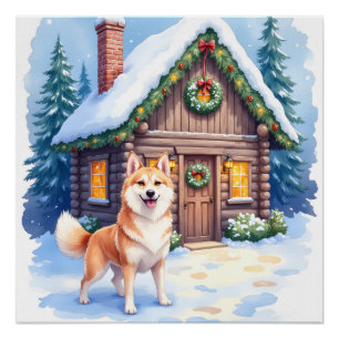 Chinook Rustic Blockhütte Weihnachtskunst Poster