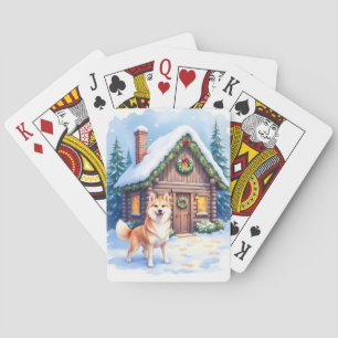 Chinook Rustic Blockhütte Weihnachtskunst Spielkarten