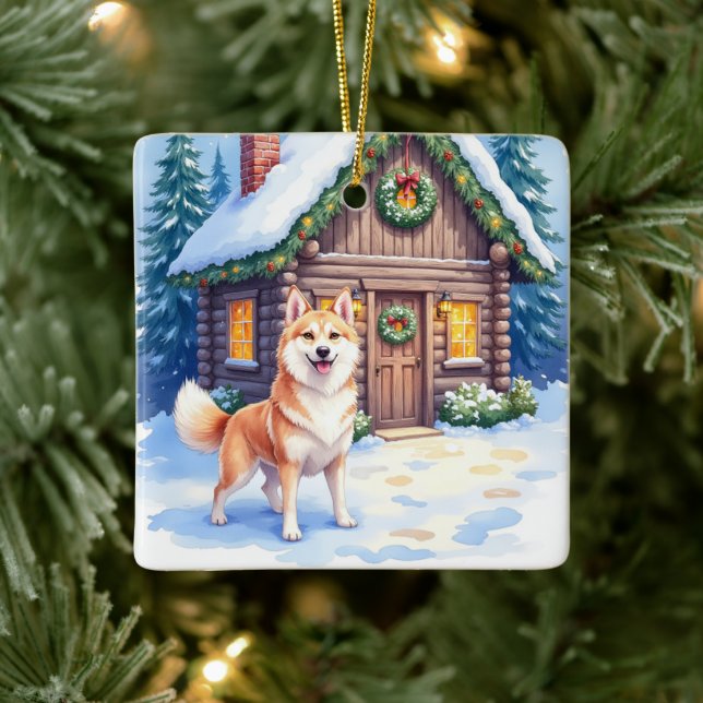 Chinook Rustic Log Cabin Christmas Art Keramikornament (Baum)