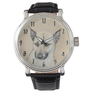 Chinook (Spitze Ohren) Malerei - Originale Hundeku Armbanduhr