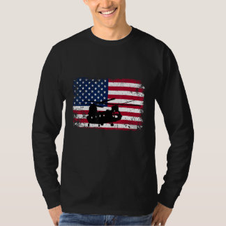 Chinotic CH-47 Chinook Helicopter American Flag T-Shirt