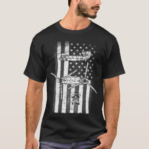 Chinotic CH-47 Chinook Helicopter American Flag T-Shirt