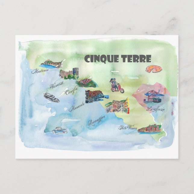 Chinque Terre Italy Vintage Travel Poster Karte (Vorderseite)