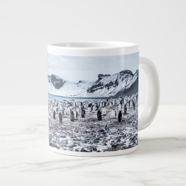 Chinstrap Penguin Colony Landscape Jumbo-Tasse (Vorderseite Rechts)