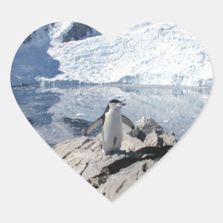 Chinstrap Pinguine in der Antarktis Herz-Aufkleber