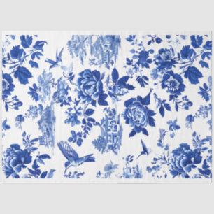 Chintz Chinoiserie Flow Blue Decoupage Papier. Seidenpapier