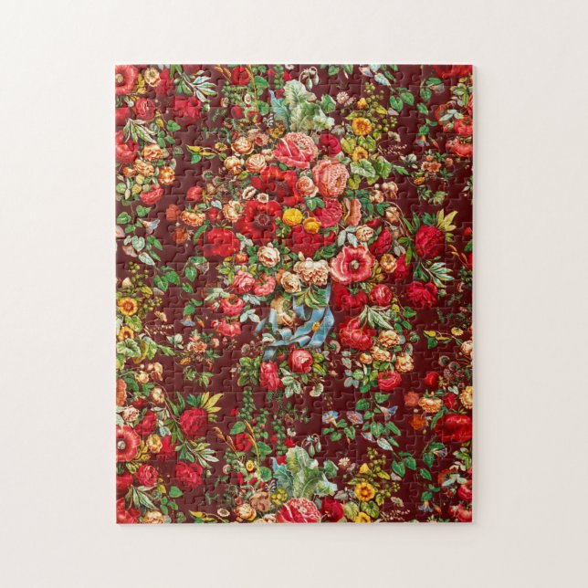 Chintz-Muster Rosa-Gelbe Blüten Vintag Puzzle (Vertikal)