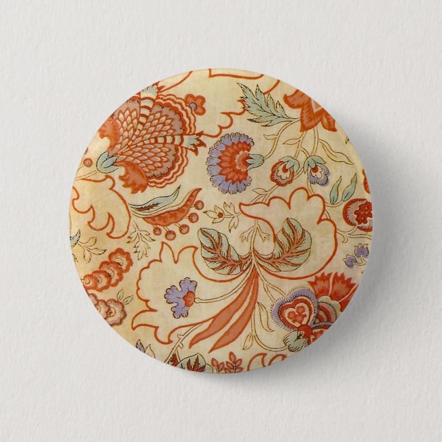 Chintz Paisley Antik Blumenmuster Button (Vorderseite)