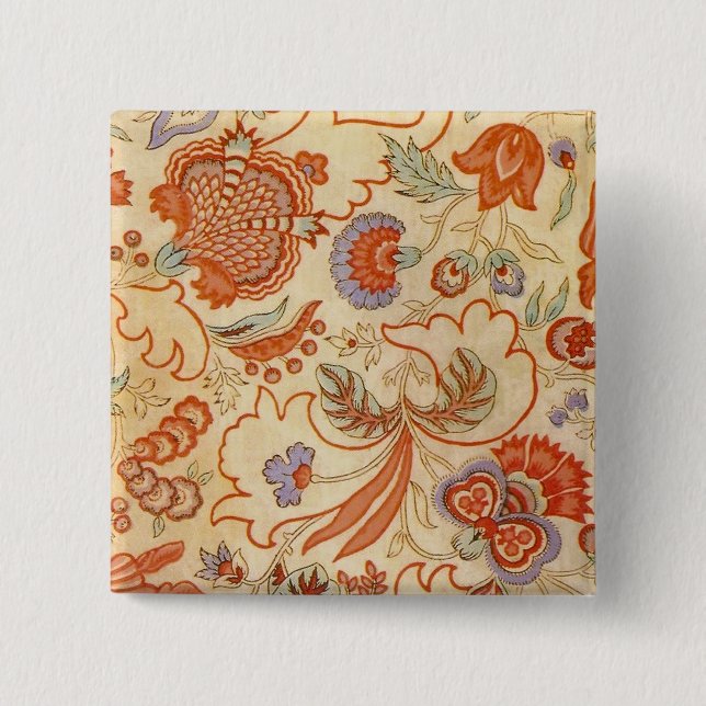 Chintz Paisley Antik Blumenmuster Button (Vorderseite)