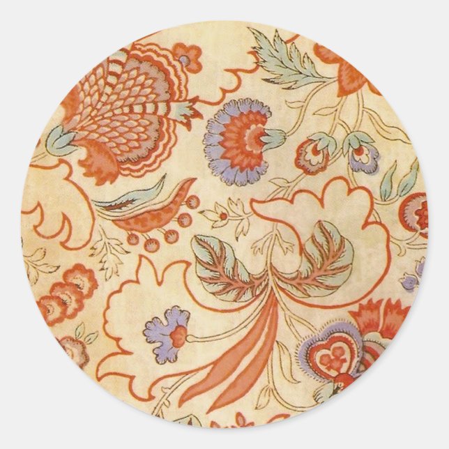 Chintz Paisley Antike Muster Runder Aufkleber (Vorderseite)