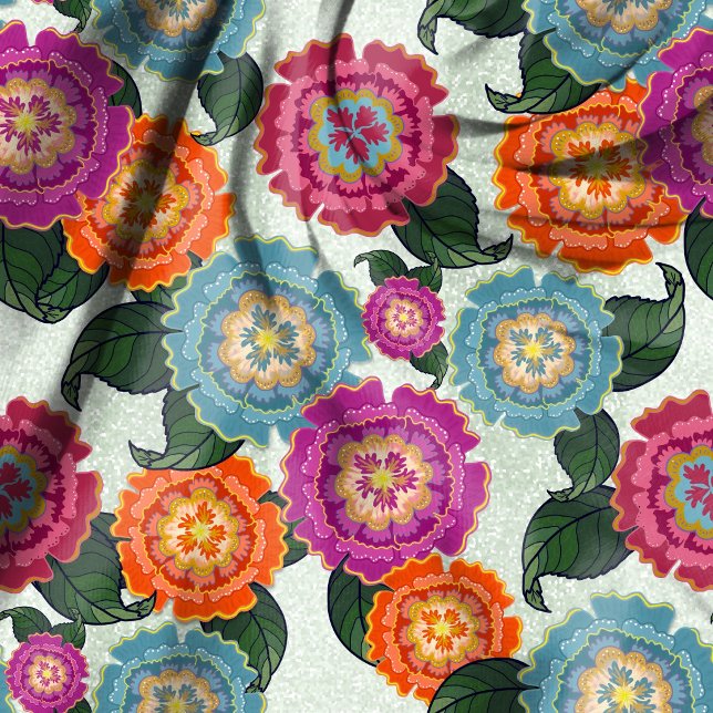Chintz-Wiese Große Blumen-Kunst Nahtlos Stoff (Von Creator hochgeladen)