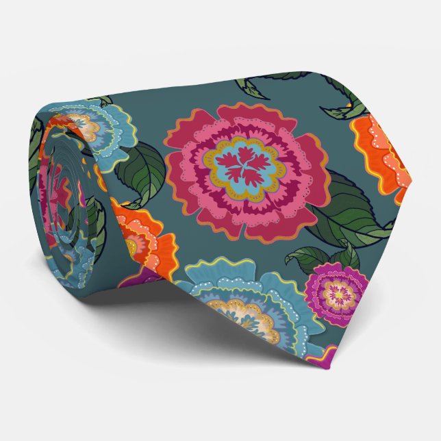 Chintz-Wiesen-Blumenkunst-Muster Krawatte (Gerollt)