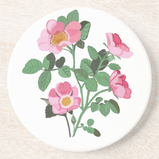 Chintzy Dark Pink Wilde Rose Getränkeuntersetzer (Vorne)