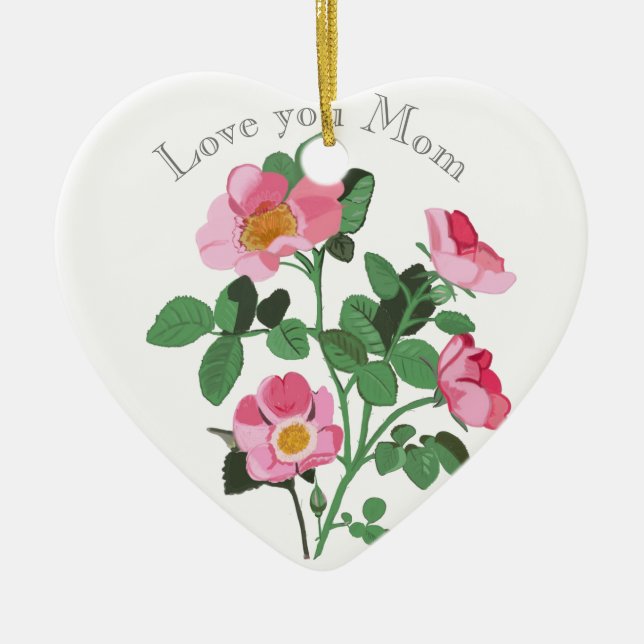 Chintzy Dark Pink Wilde Rose Liebe Mama Keramik O Keramik Ornament (Vorne)